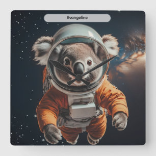 Astronaut Koala Space Surreal Animal Custom Square Wall Clock