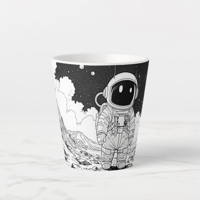 Astronaut Latte Cup – Comic Space Art (Front)