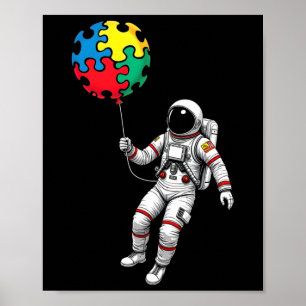 Astronaut Lloon Autism Awareness Space Autistic Ki Poster