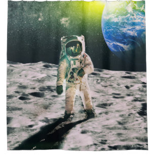 Astronaut looks up at an alien sun that illuminate