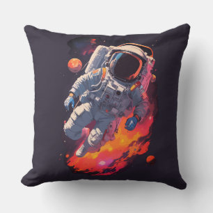 Astronaut Lost in Galaxy Background, Throw Pillow