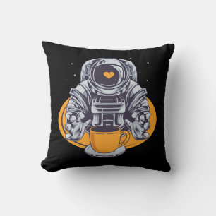 Astronaut Love Coffee Throw Pillow