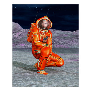 Astronaut Mars Explorer Alien Planet Space Art Poster