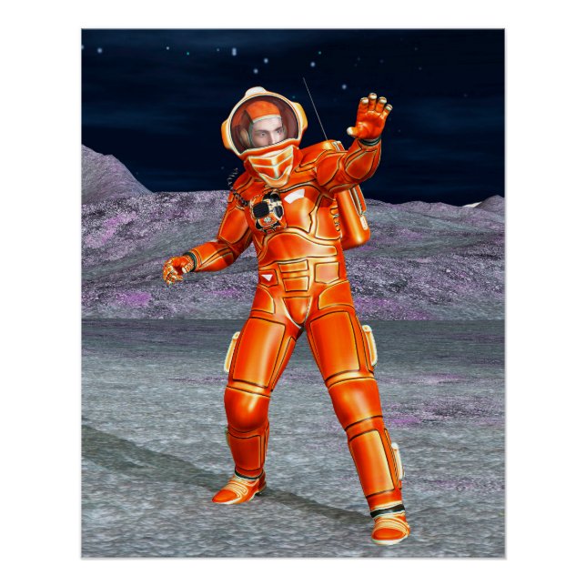 Astronaut Mars Explorer Alien Planet Space Art Poster (Front)