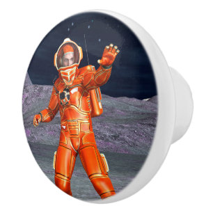 Astronaut Mars Space Explorer on Alien Planet Ceramic Knob