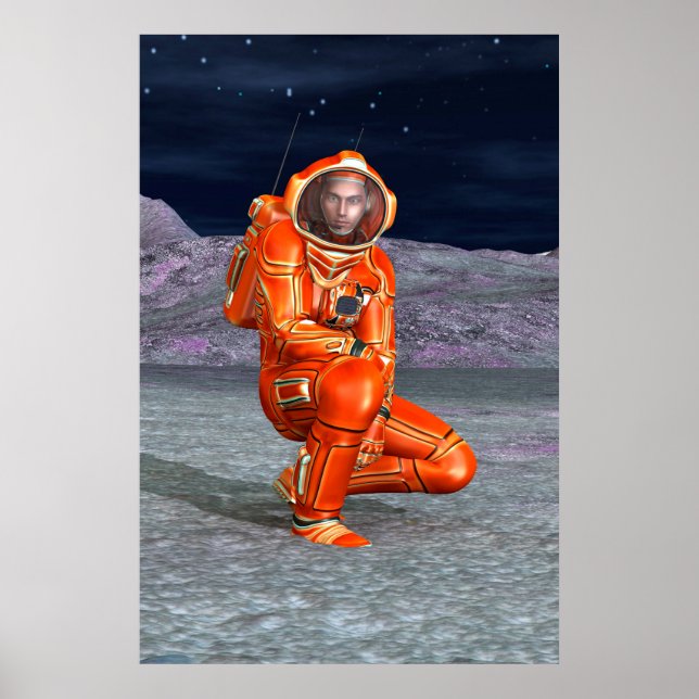 Astronaut Mars Space Explorer on Alien Planet Poster (Front)