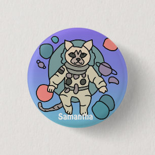 Astronaut minimalist cat in space Funny & Cute 1 Inch Round Button