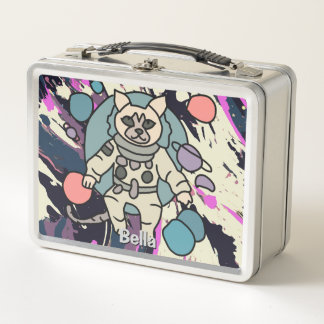 Astronaut minimalist cat in space | Funny & Cute Metal Lunch Box
