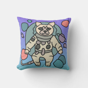Astronaut minimalist cat in space   Funny & Cute Throw Pillow
