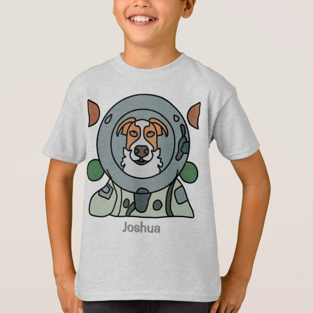 Astronaut minimalist dog in space | Funny & Cute T-Shirt (Front)