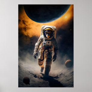 Astronaut Monkey Art Print Funny Animal in