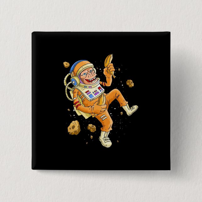 Astronaut Monkey Space 2 Inch Square Button (Front)