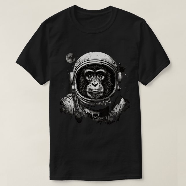 Astronaut Monkey Vintage Space Cosmonaut  Travel   T-Shirt (Design Front)