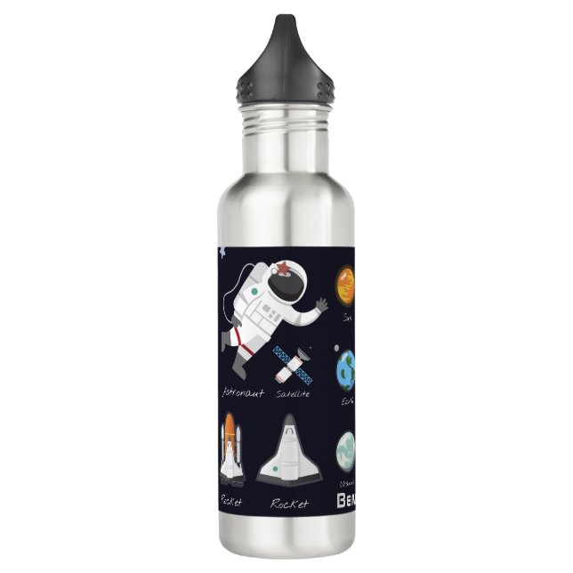 Astronaut Monogram Solar System Cool Kids Modern   710 Ml Water Bottle (Left)