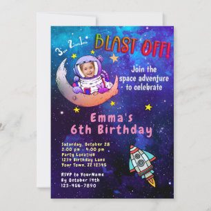 Astronaut & Moon (girl) Invitation