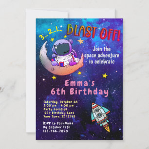Astronaut & Moon (girl) Invitation