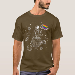 Astronaut Moon Rainbow Flag Space LGBTQ Gay Pride  T-Shirt