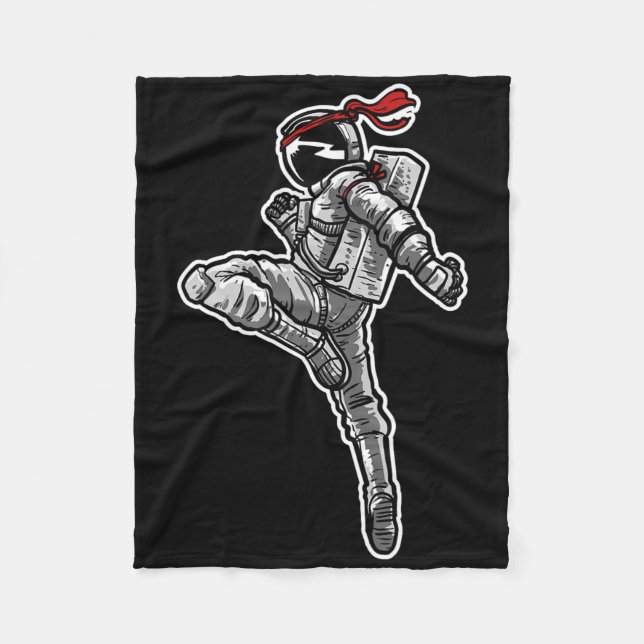 Astronaut Muay Thai Boxing Karate Kickboxing  Fleece Blanket (Front)