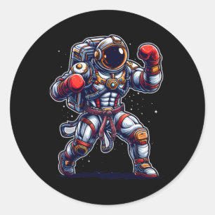 Astronaut Muay Thai Boxing Karate Kickboxing Marti Classic Round Sticker