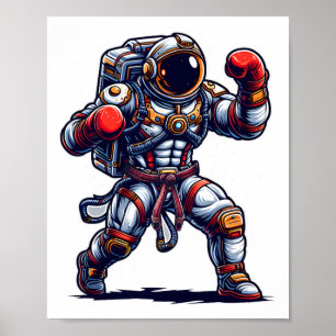 Astronaut Muay Thai Boxing Karate Kickboxing Marti Poster
