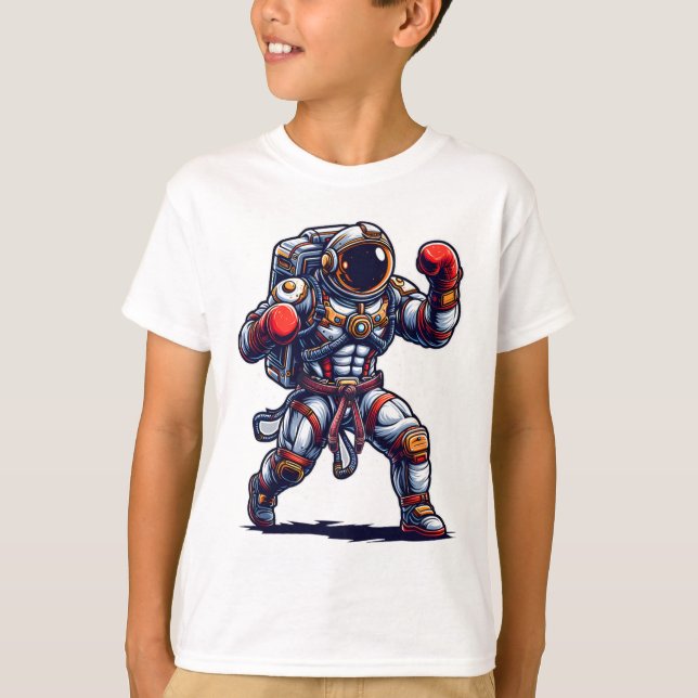 Astronaut Muay Thai Boxing Karate Kickboxing Marti T-Shirt (Front)