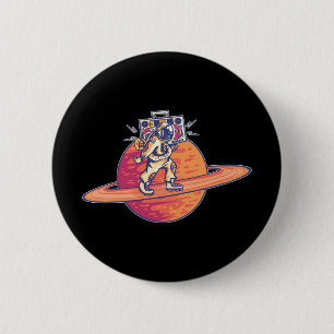 Astronaut Music Lover with Boombox 2 Inch Round Button