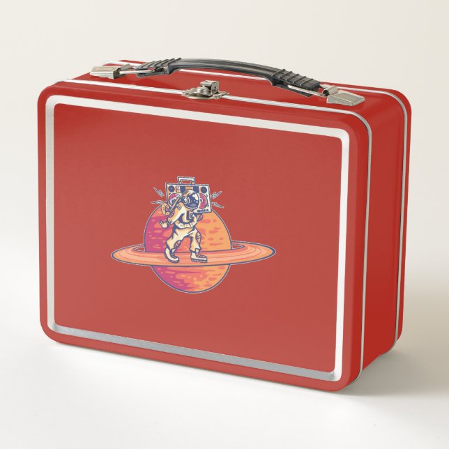 Astronaut Music Lover with Boombox Metal Lunch Box (Front)
