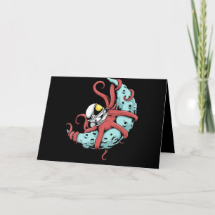 Astronaut Octopus Kraken Squid Space Astronomy Holiday Card