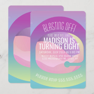 Astronaut Ombre Space Planet Birthday Any Age Invitation
