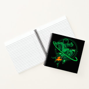 Astronaut On A Rocket Around Saturn Artwork   Notebook