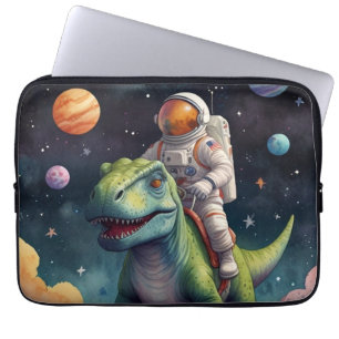 Astronaut on Dino in Space Laptop Sleeve