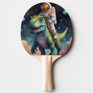 Astronaut on Dino in Space Ping Pong Paddle