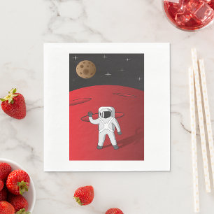 Astronaut on Mars Space Explorer Red Planet  Napkin