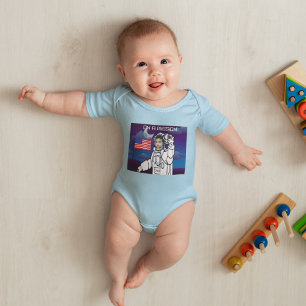 Astronaut On Moon Outer Space Boy Birthday Baby Bodysuit