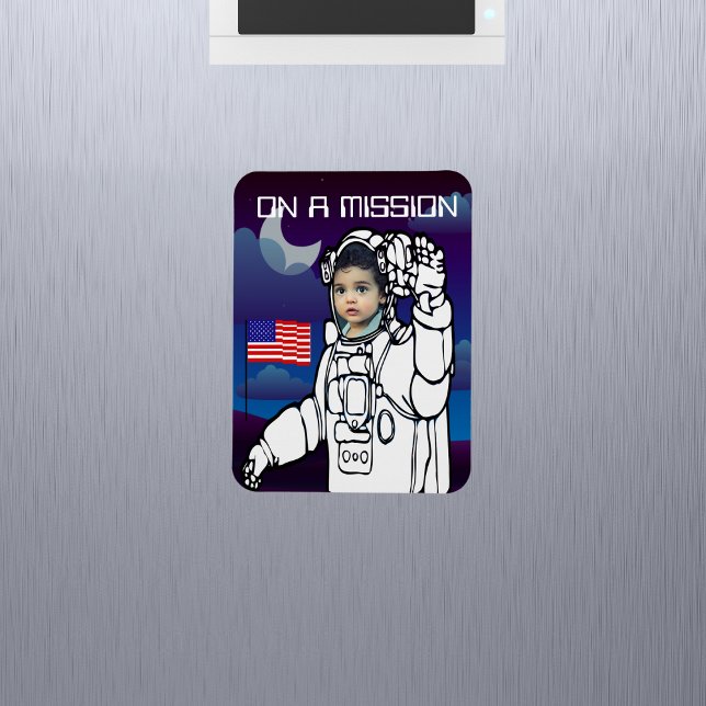 Astronaut On Moon Outer Space Boy Birthday Magnet (Creator Uploaded)