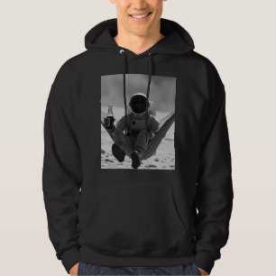 Astronaut on moon with beer hoodie