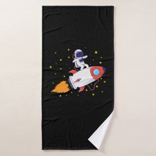 Astronaut on rocket bath towel