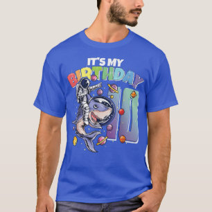 Astronaut on Shark 10th Birthday Boy Girl 10 Years T-Shirt