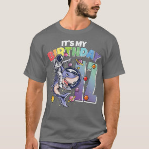 Astronaut on Shark 12th Birthday Boy Girl 12 Years T-Shirt