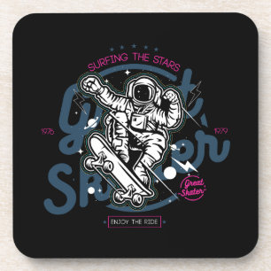 Astronaut on Skateboard Surfing the Stars Coaster