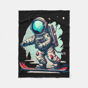 Astronaut On Snowboard Funny Astronaut Skiing On S Fleece Blanket