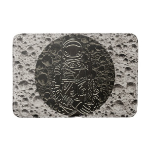 Astronaut on the Moon Space Black & Grey Bath Mat