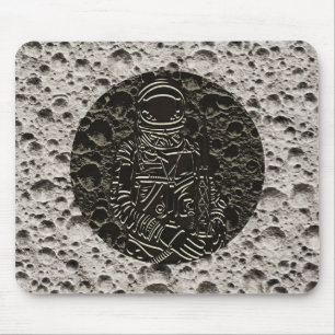 Astronaut on the Moon Space Black & Grey Mouse Pad