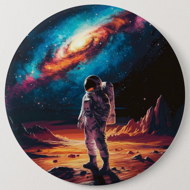 Astronaut on the Planet 6 Inch Round Button (Front)