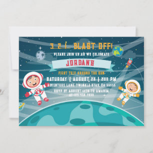 Astronaut Outer Space Birthday Invitation