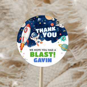 Astronaut Outer Space Birthday Party Classic Round Sticker