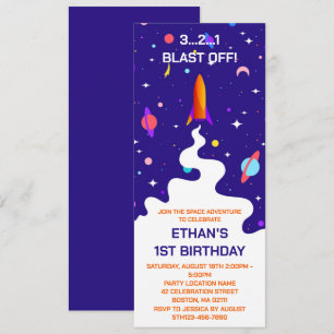 Astronaut Outer Space Birthday Party Invitation