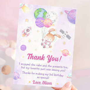 Astronaut Outer Space Birthday Thank You Card