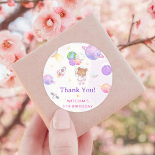Astronaut Outer Space Birthday Thank You Classic Round Sticker