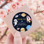 Astronaut Outer Space Birthday Thank You Classic Round Sticker<br><div class="desc">Astronaut Outer Space Birthday Thank You Classic Round Sticker</div>